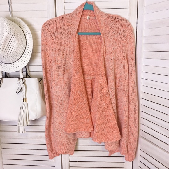 {Anthro} Moth Cream Orange Waterfall Sweater - L - Picture 8 of 8